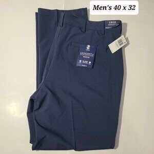 Izod Comfort Performance Traveler Stretch Mens Navy Blue Chino Pants 40 x 32 NWT